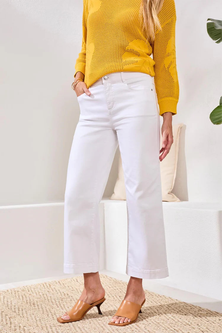 Audrey Hugging Crop Wide Leg Boundless Stretch Denim by Tribal