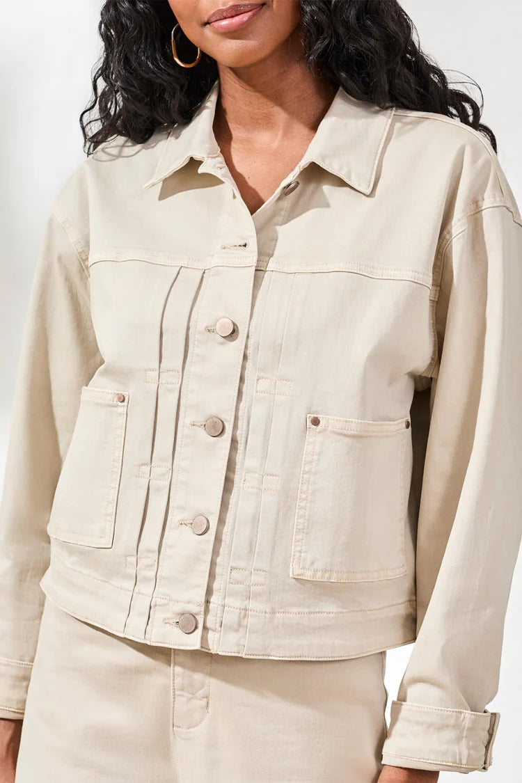 Comfort Stretch Denim Button-Front Jacket by Tribal