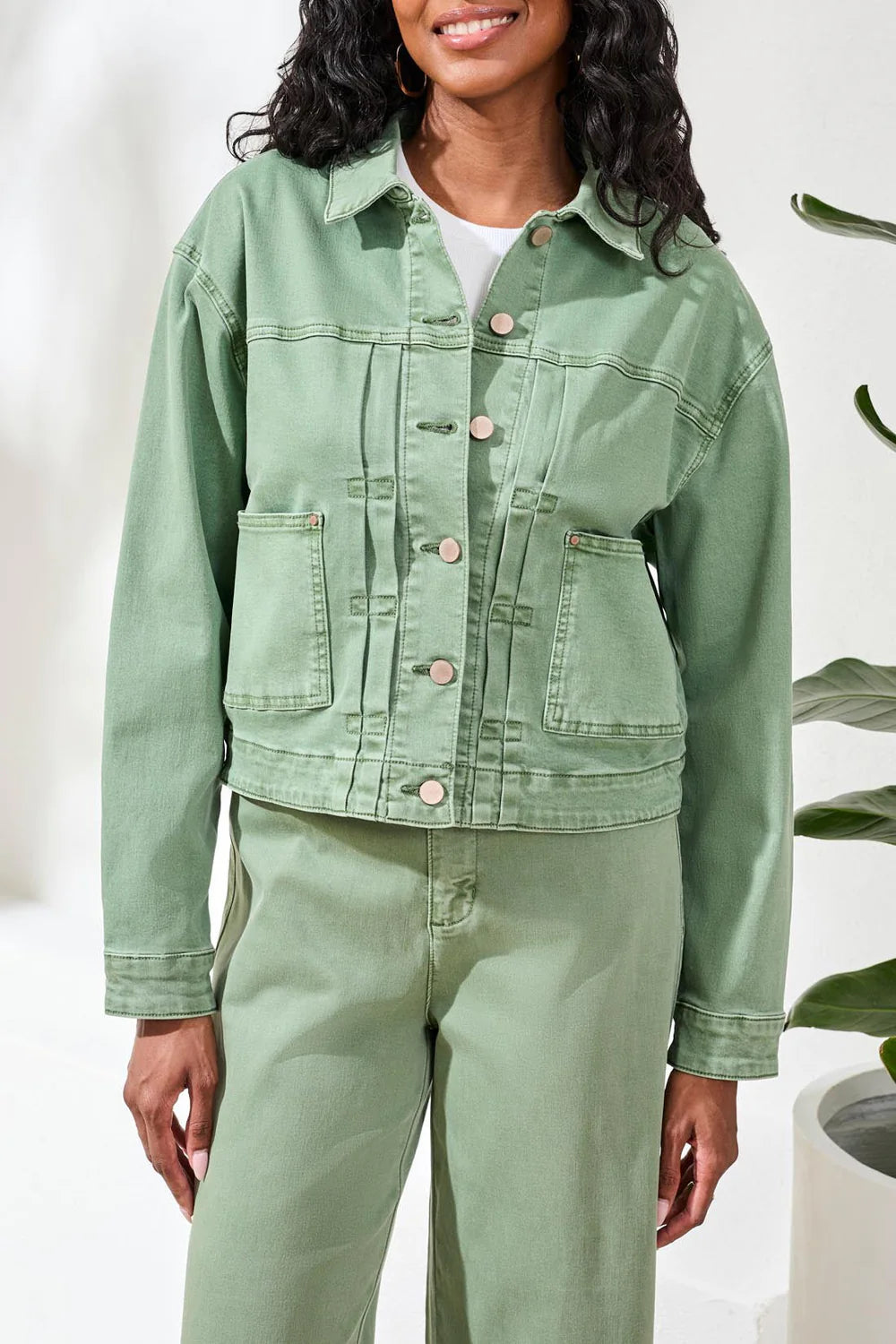 Comfort Stretch Button Front Jacket by Tribal