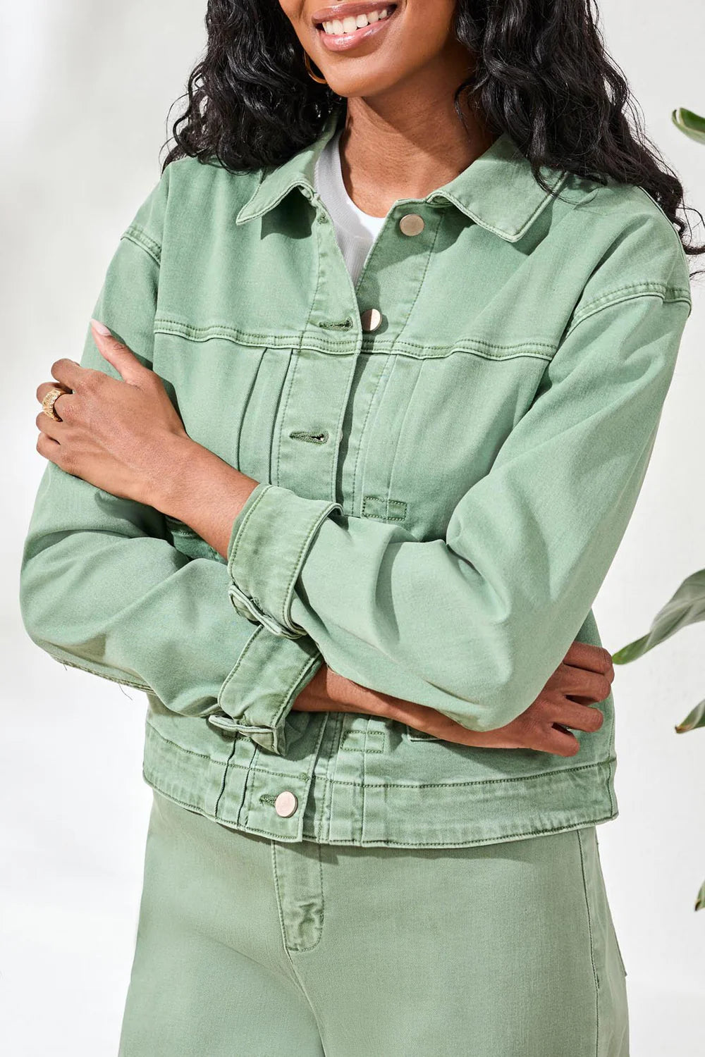 Comfort Stretch Button Front Jacket by Tribal