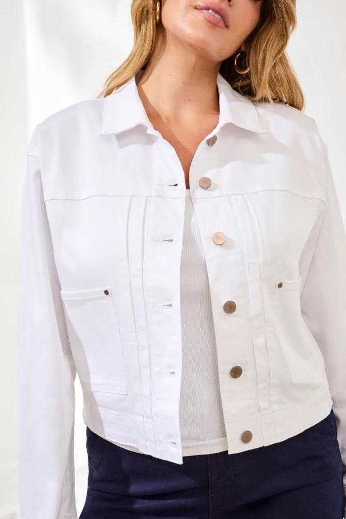 Comfort Stretch Denim Button-Front Jacket by Tribal