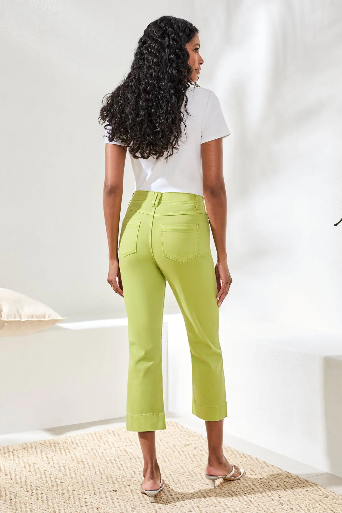 Comfort Stretch Pull On Kick Flare Capri--Mintleaf by Tribal