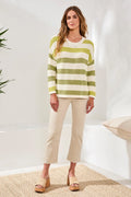 Crew Neck Drop Shoulder 3/4 Sweater by Tribal