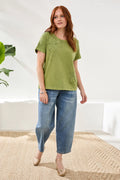 Crew Neck Short Sleeve Tee with Embroidered Applique by Tribal