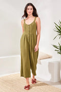 Crinkled Gauze Jumpsuit With Smocking At Back by Tribal