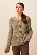 Tribal Eyelash Yarn Button-Front Cardigan