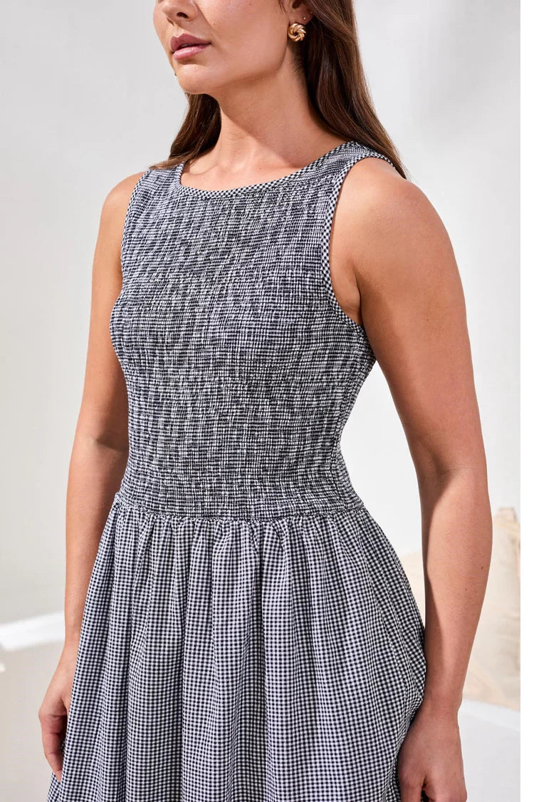 Gingham Smocked-Bodice Maxi Dress by Tribal