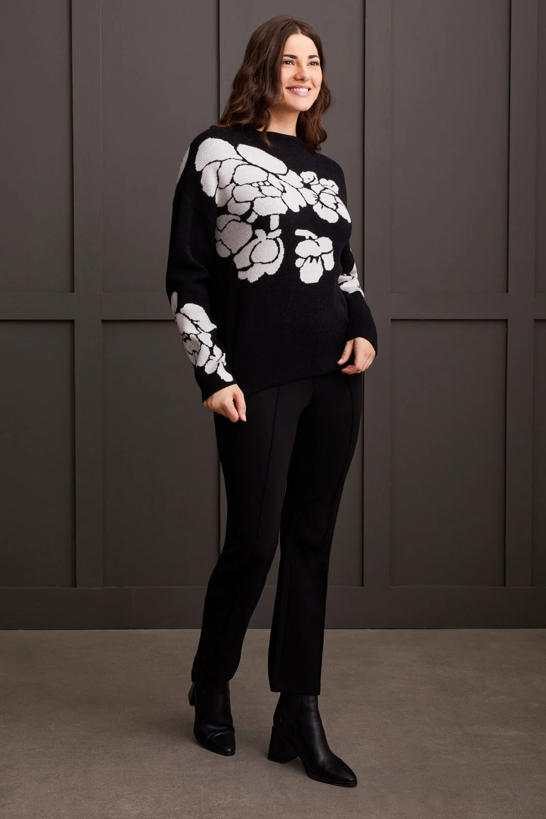 Funnel Neck Intarsia Sweater by Tribal