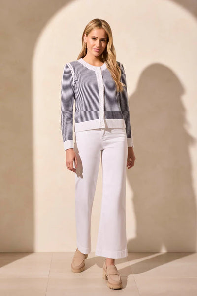 Pointelle Trim Cotton Cardigan by Tribal