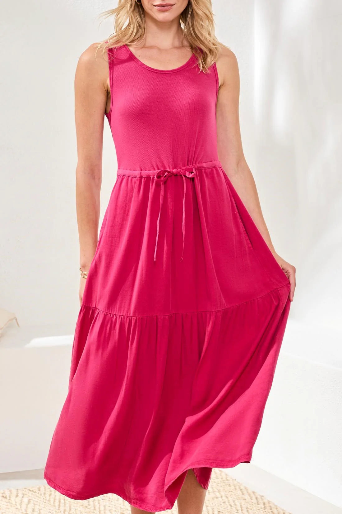 Mixed Media Sleeveless Maxi Dress by Tribal