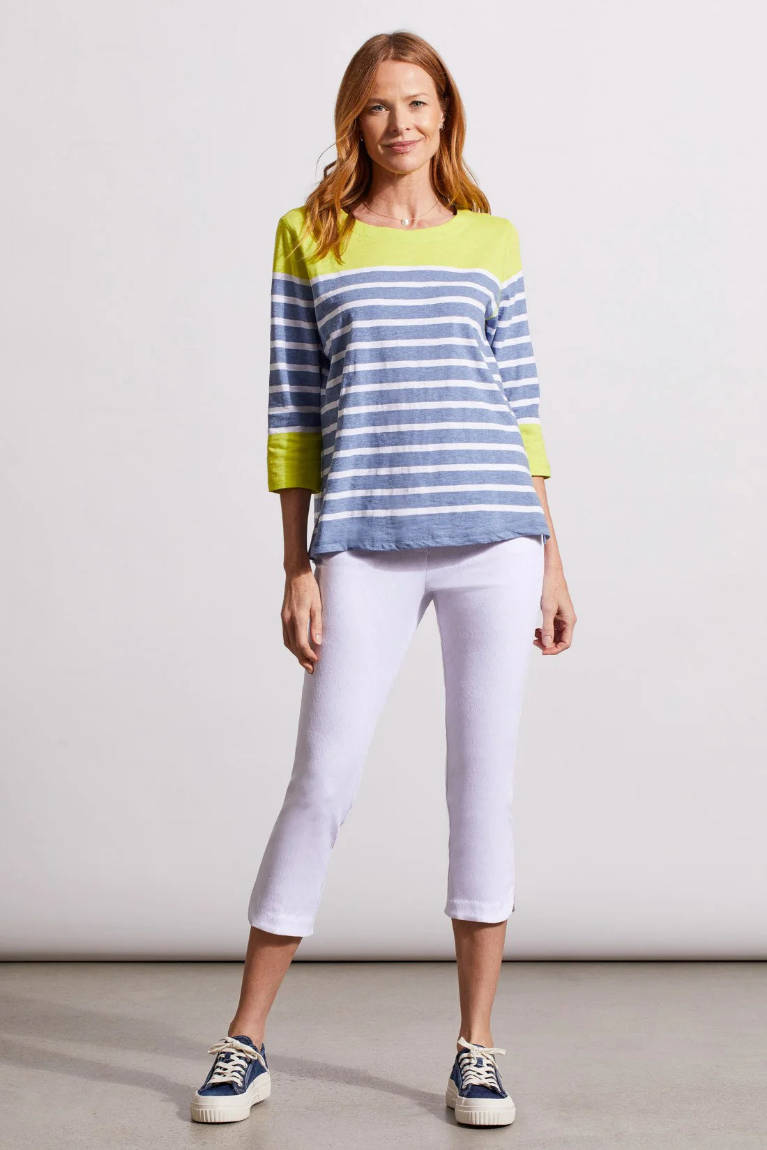 Cotton Color Block Boatneck Top by Tribal