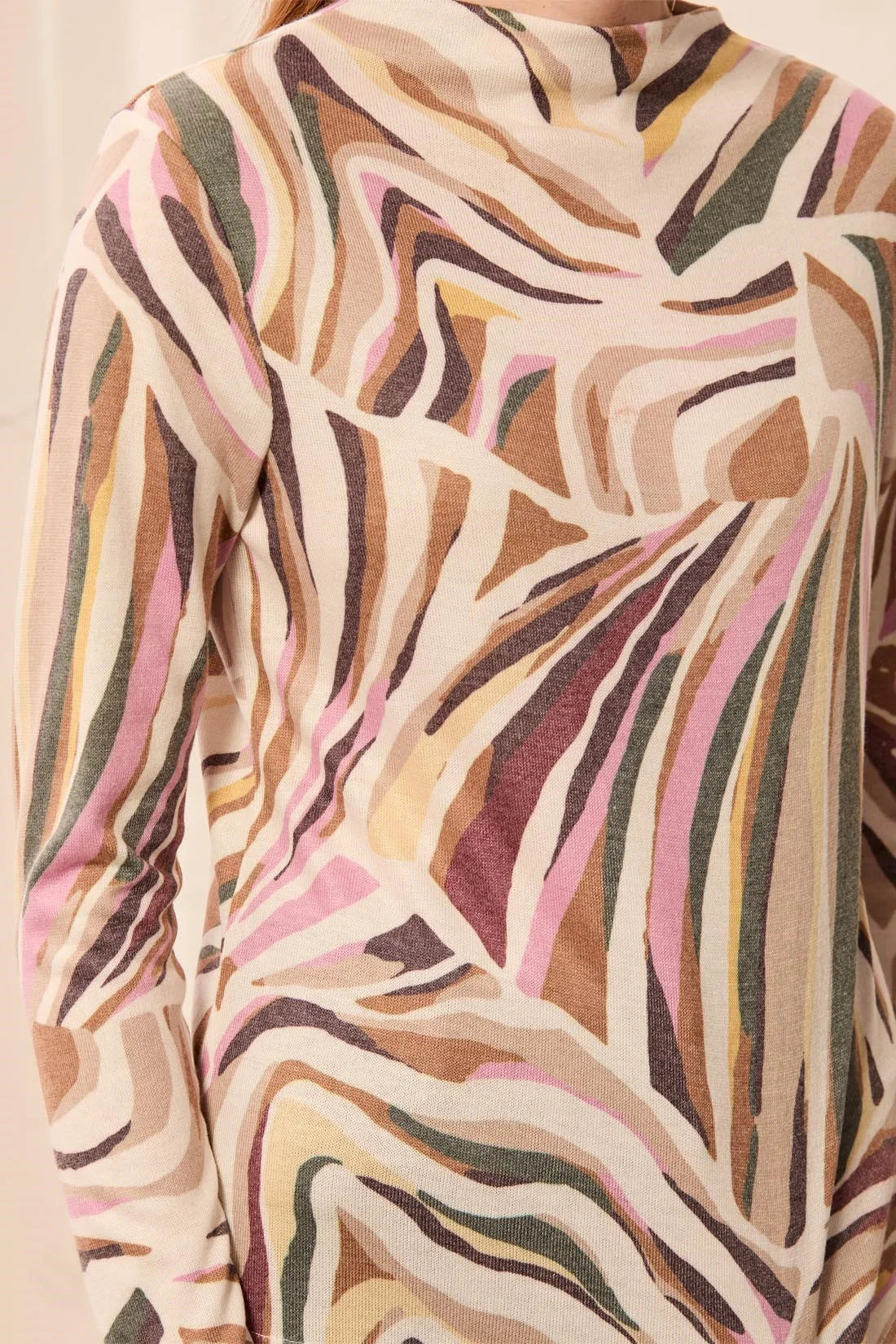 Tribal Soft Knit Funnel Neck Long Sleeve Top