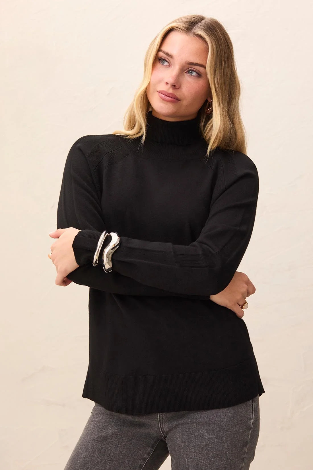 Tribal Mock Neck Raglan Sweater