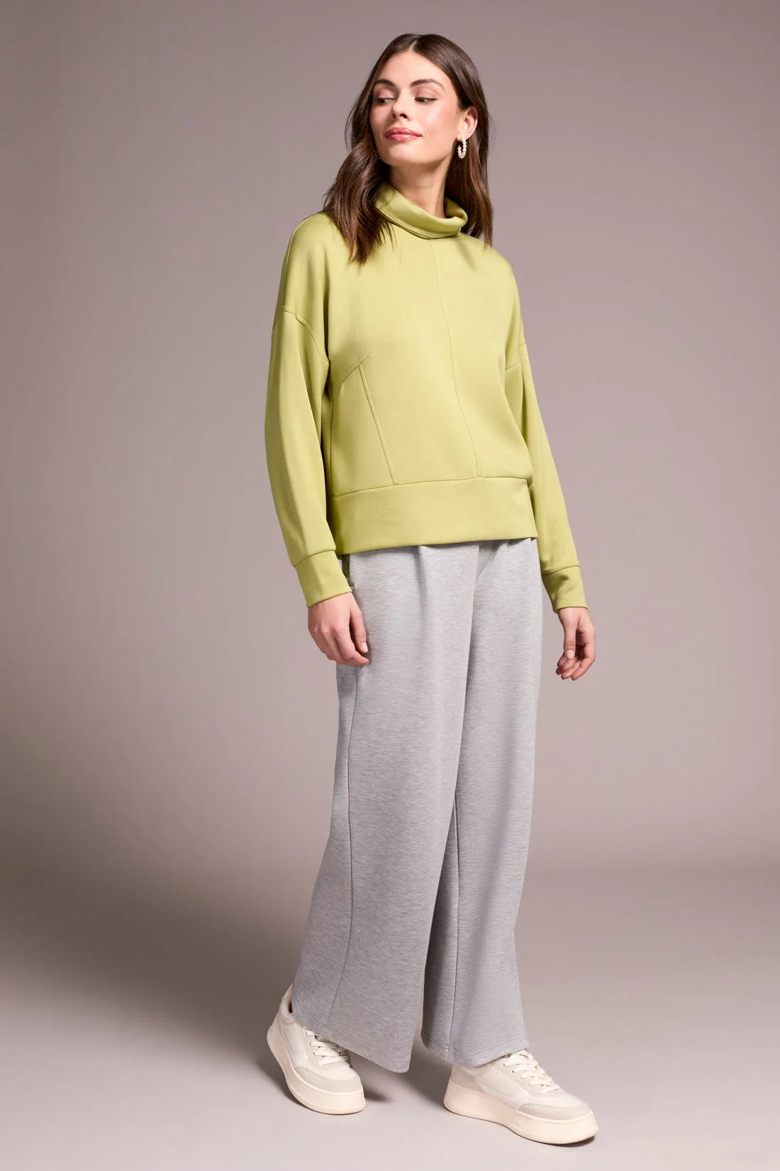 Techno Lux Drop Shoulder Funnel Neck Knit Top by Tribal