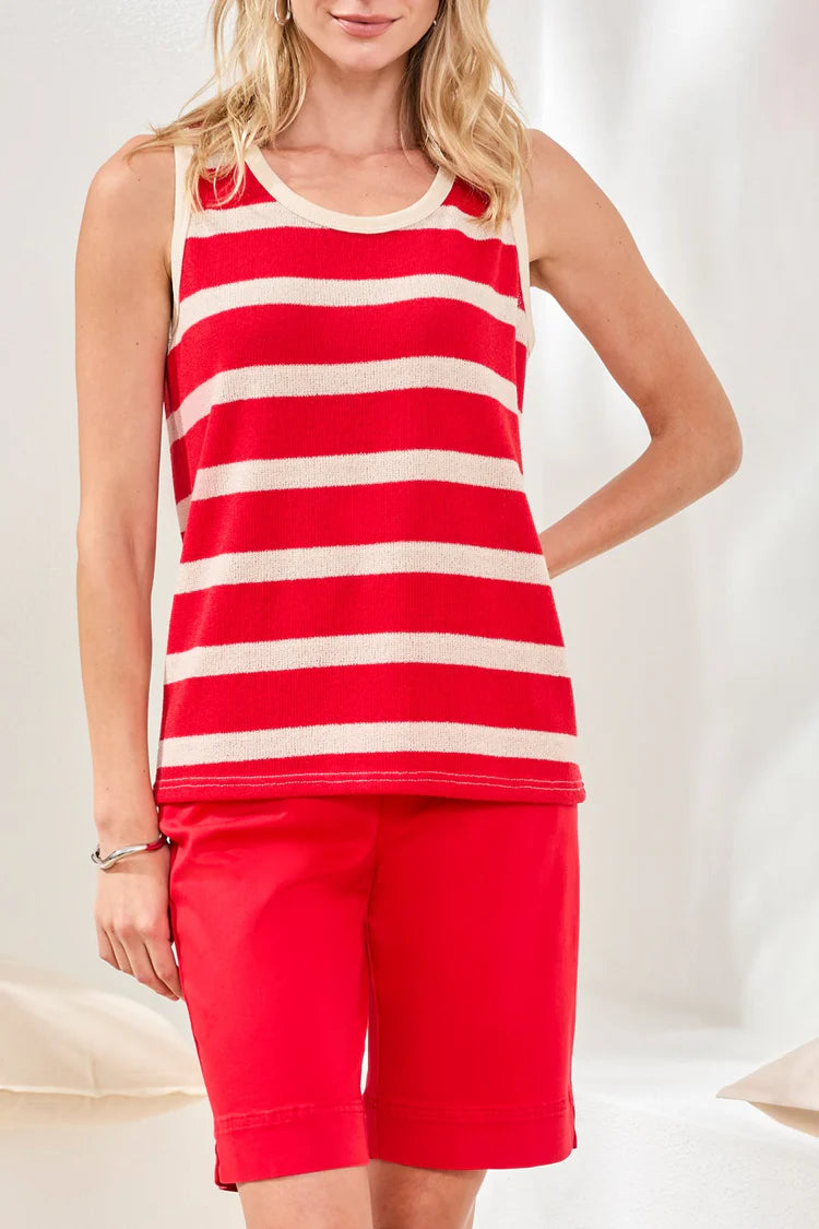Super Soft Terry Cloth Stripe Crew Neck Cami by Tribal