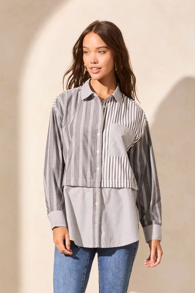 Two-In-One Button-Front Shirt With Removable Fooler by Tribal