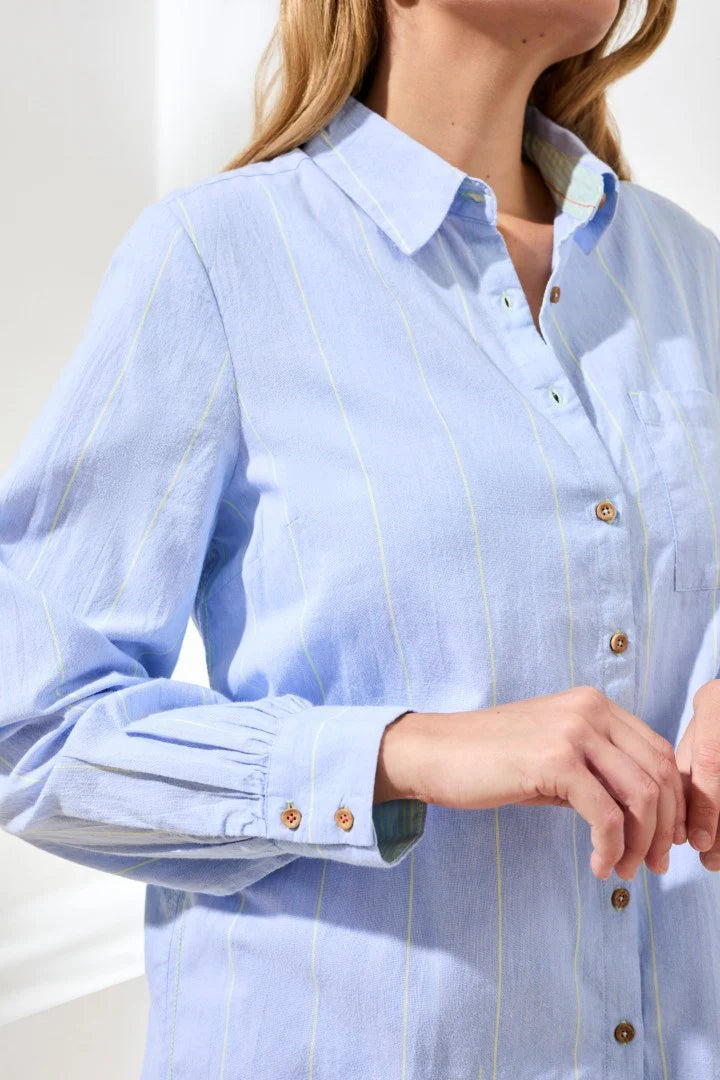 Chambray Striped Button Up Shirt by Tribal