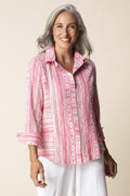 Coral Crinkle Cotton Stripe Side Panel Shirt by Habitat