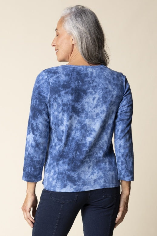 Indigo Rib Marble Crew Neck Tee by Habitat