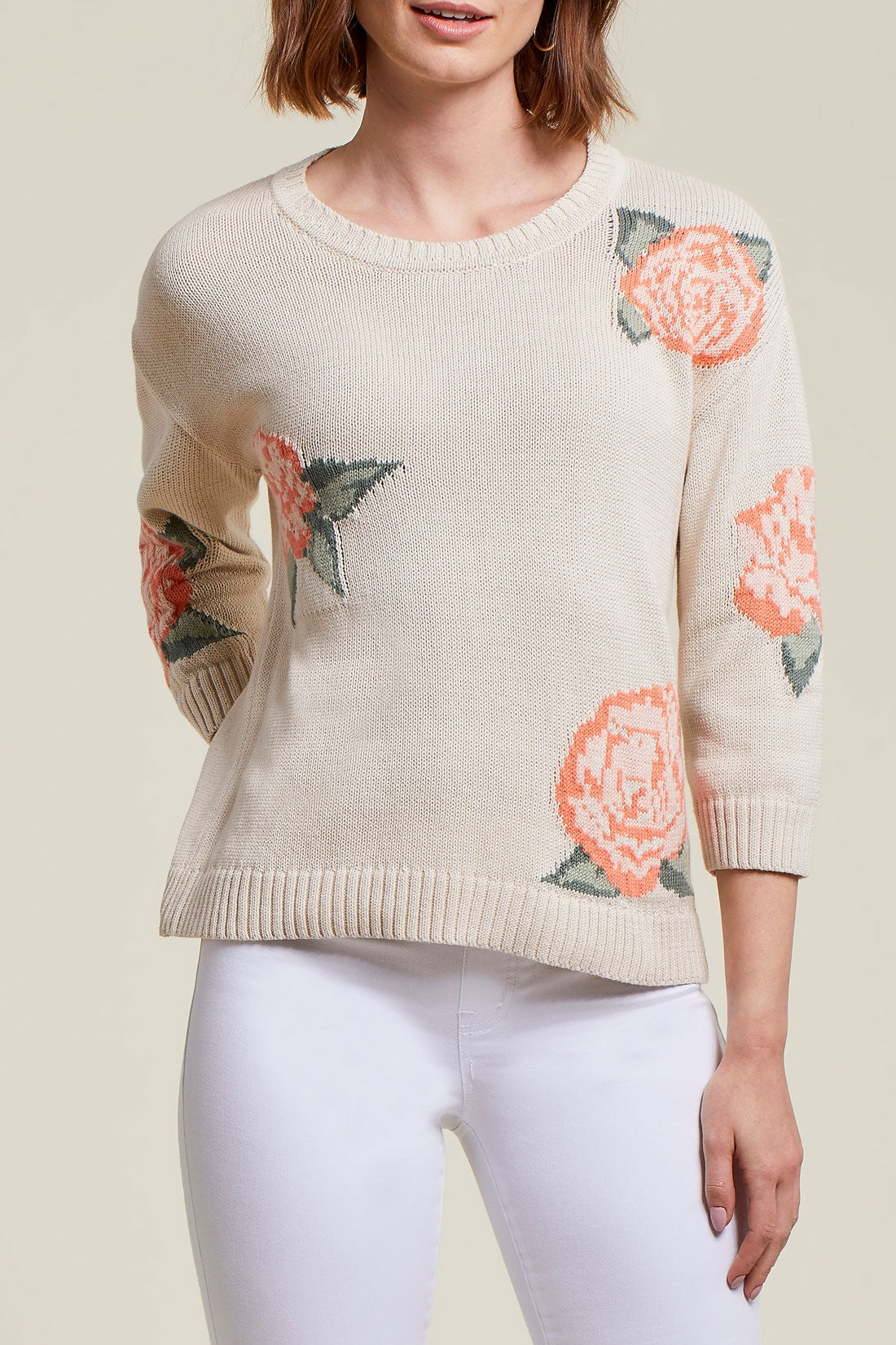 Flax Sweater with Floral Detail by Tribal