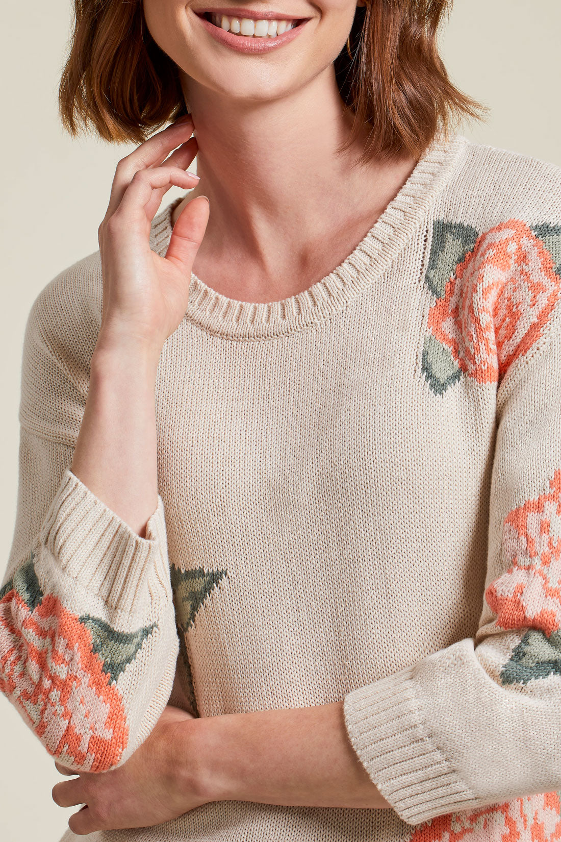 Flax Sweater with Floral Detail by Tribal