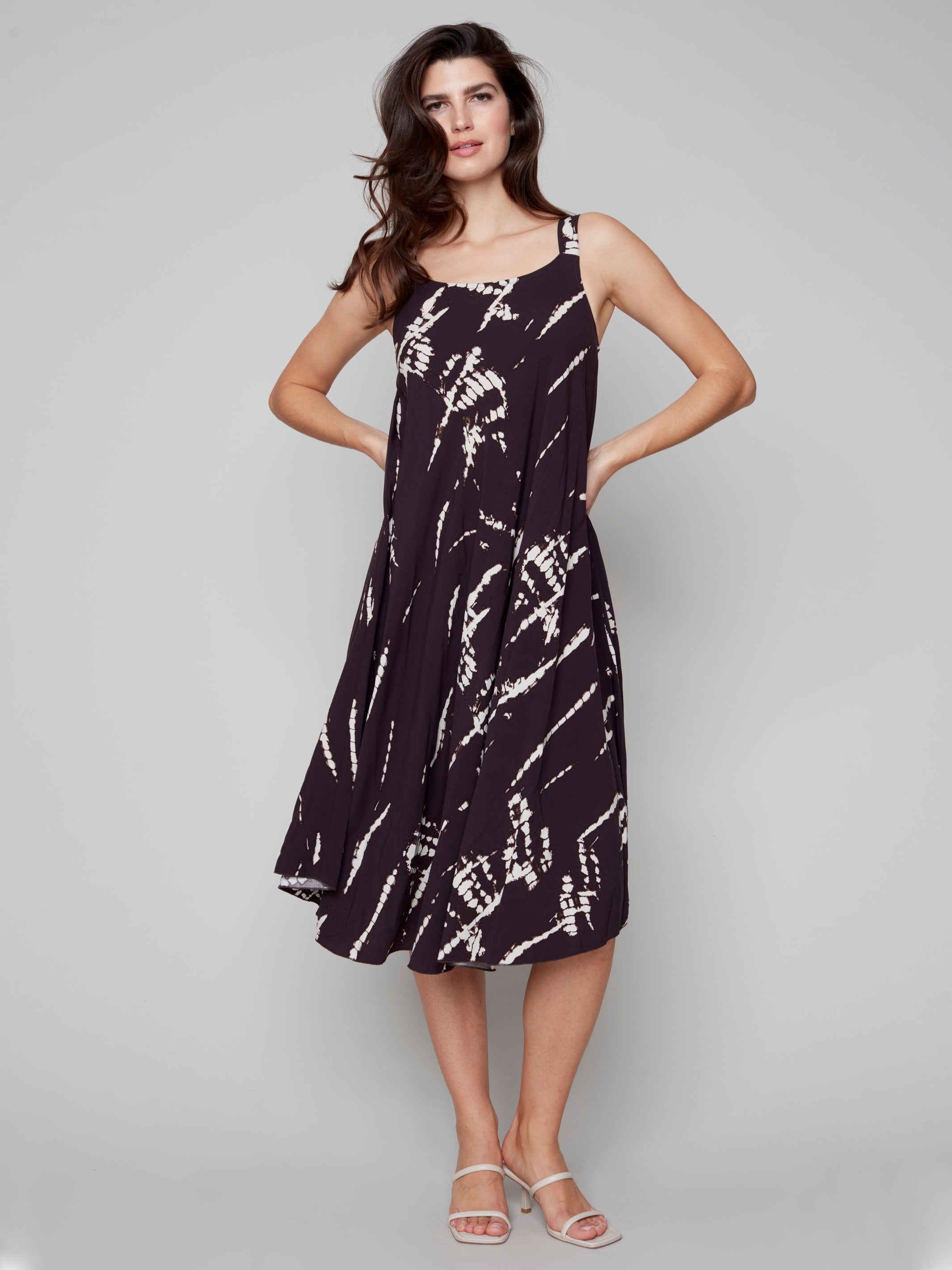 Sleeveless Printed A-Line Midi Dress by Charlie B