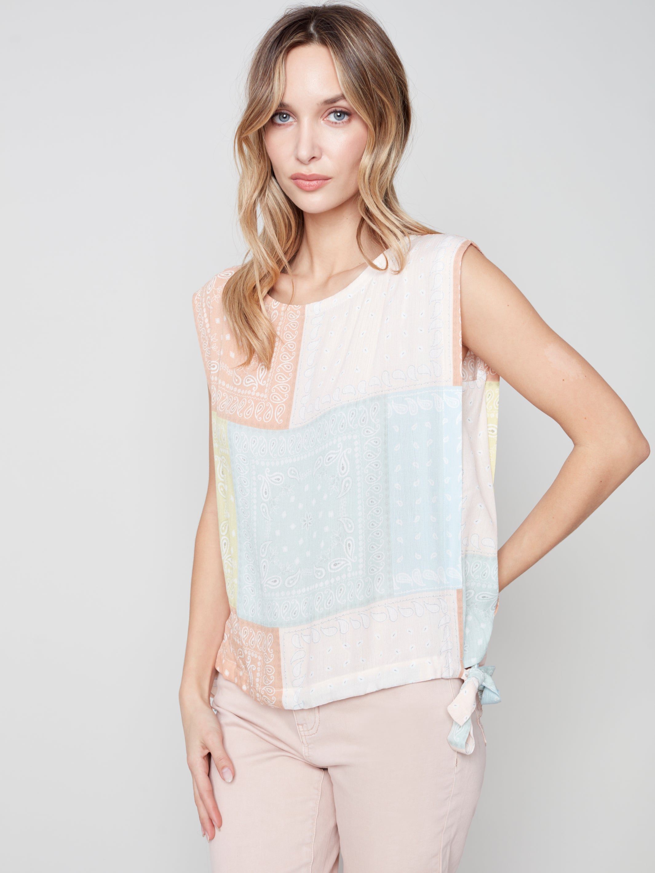 Patchwork Print Sleeveless Top by Charlie B