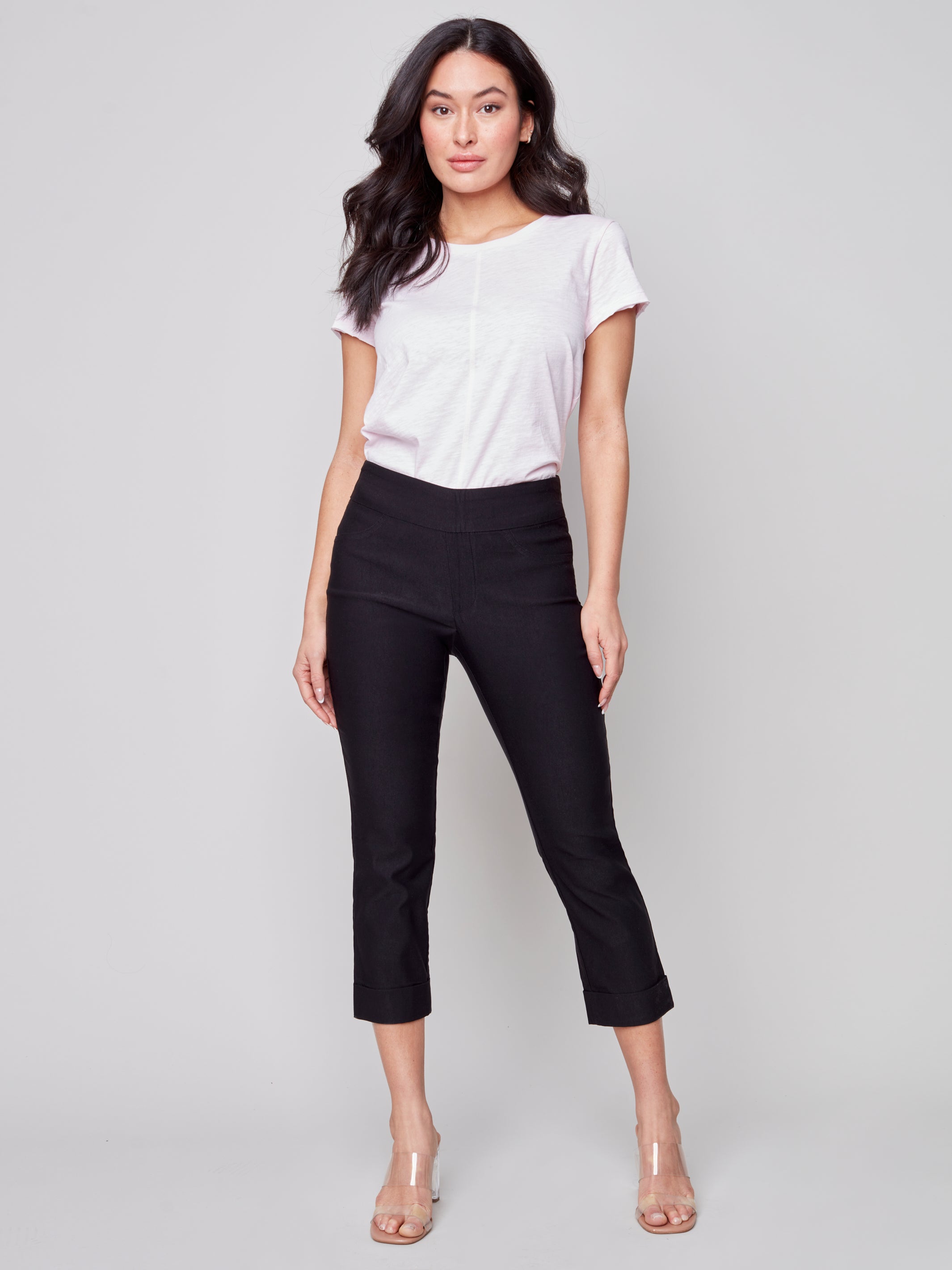 Pull On Stretch Cropped Cuffed Pant by Charlie B