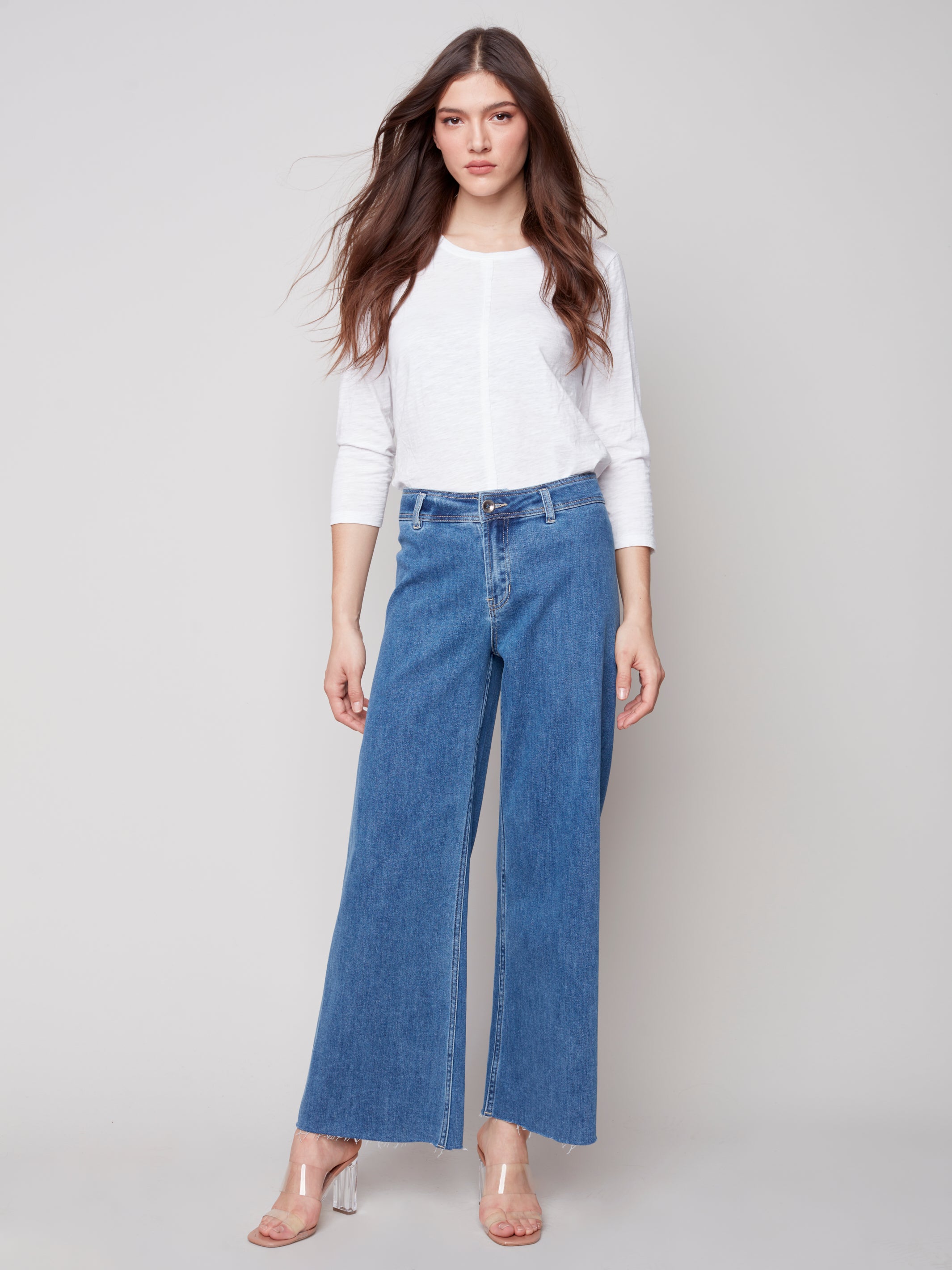 Charlie B - Skinny Jeans with Embroidered Scalloped Hem - Castles