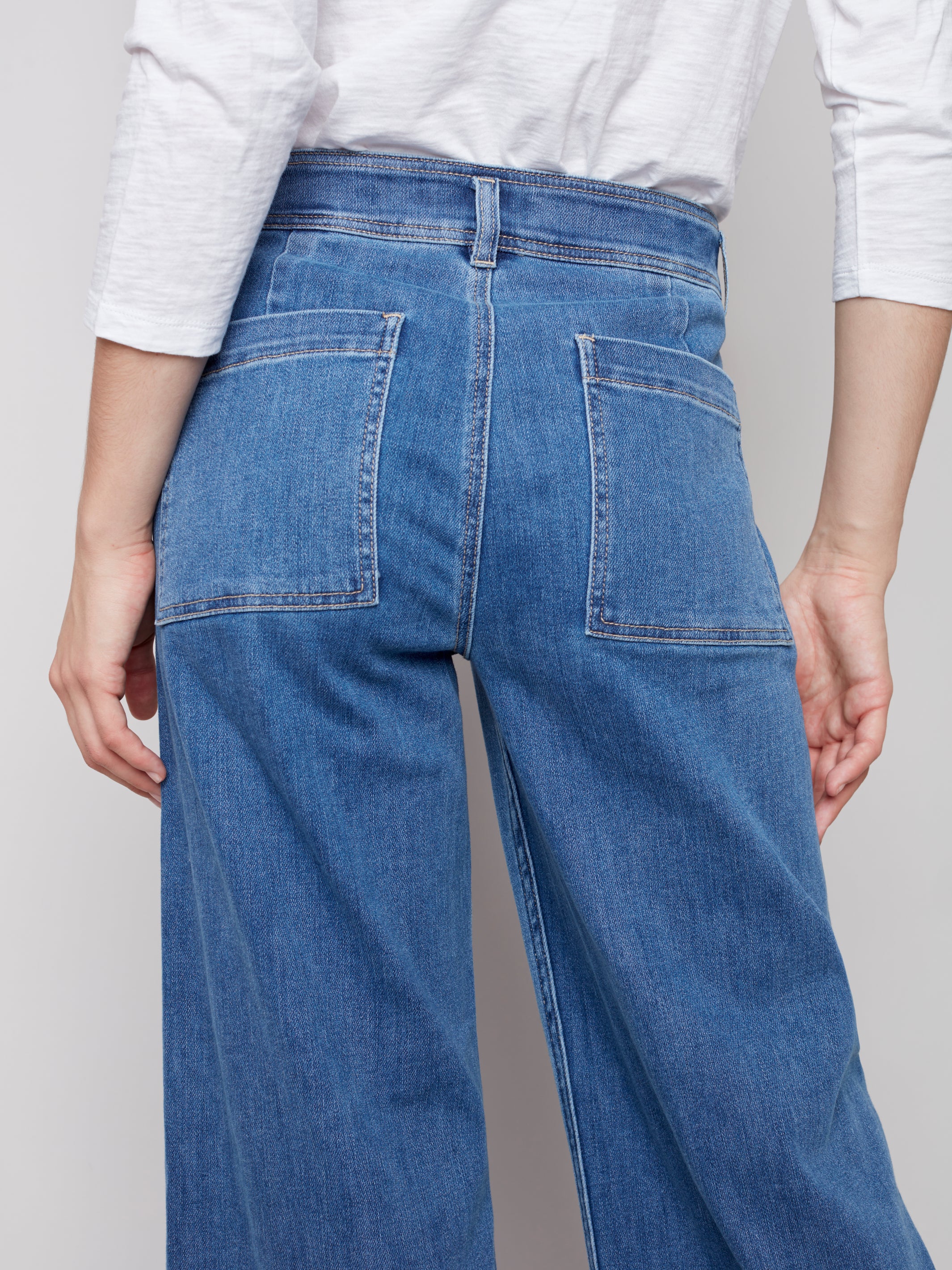 Wide Leg Jeans with Raw Edge Hem by Charlie B