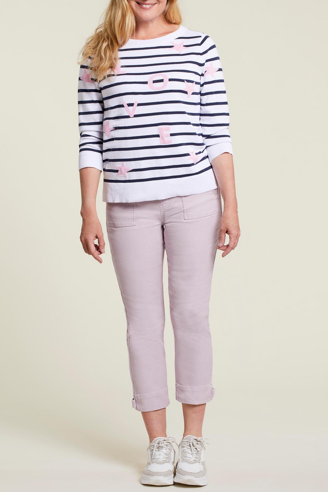 With Love Striped Boatneck Sweater by Tribal