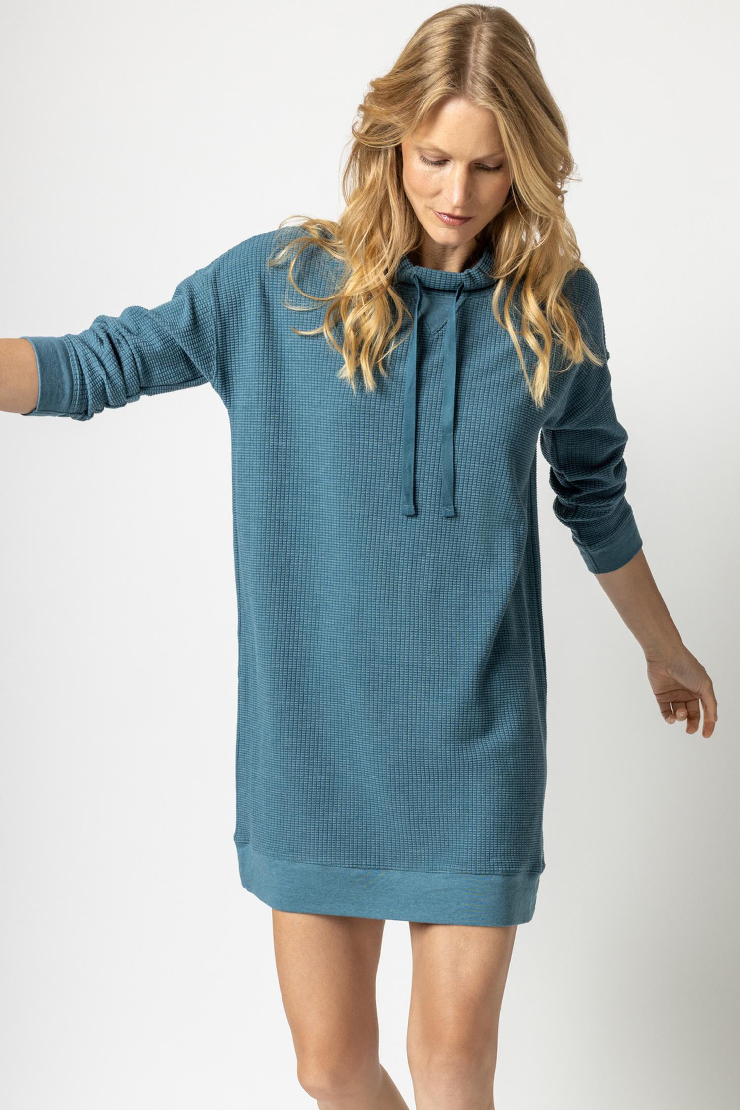 Funnel Neck Waffle Dress by Lilla P