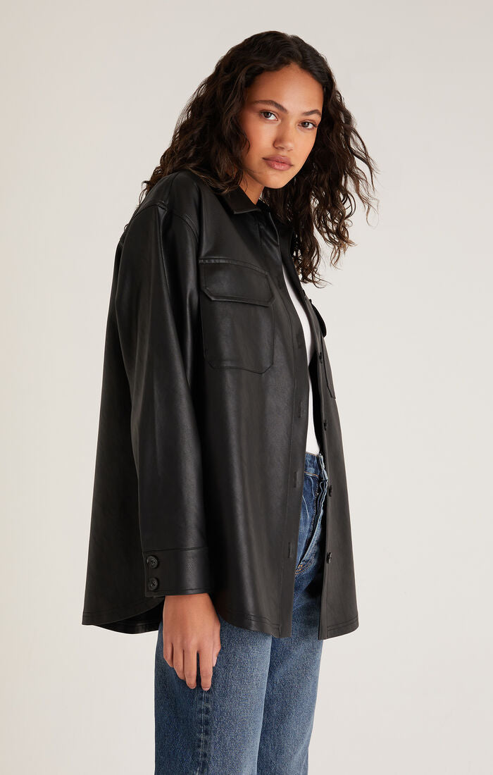 Evelyn Faux Leather Shacket by Z Supply